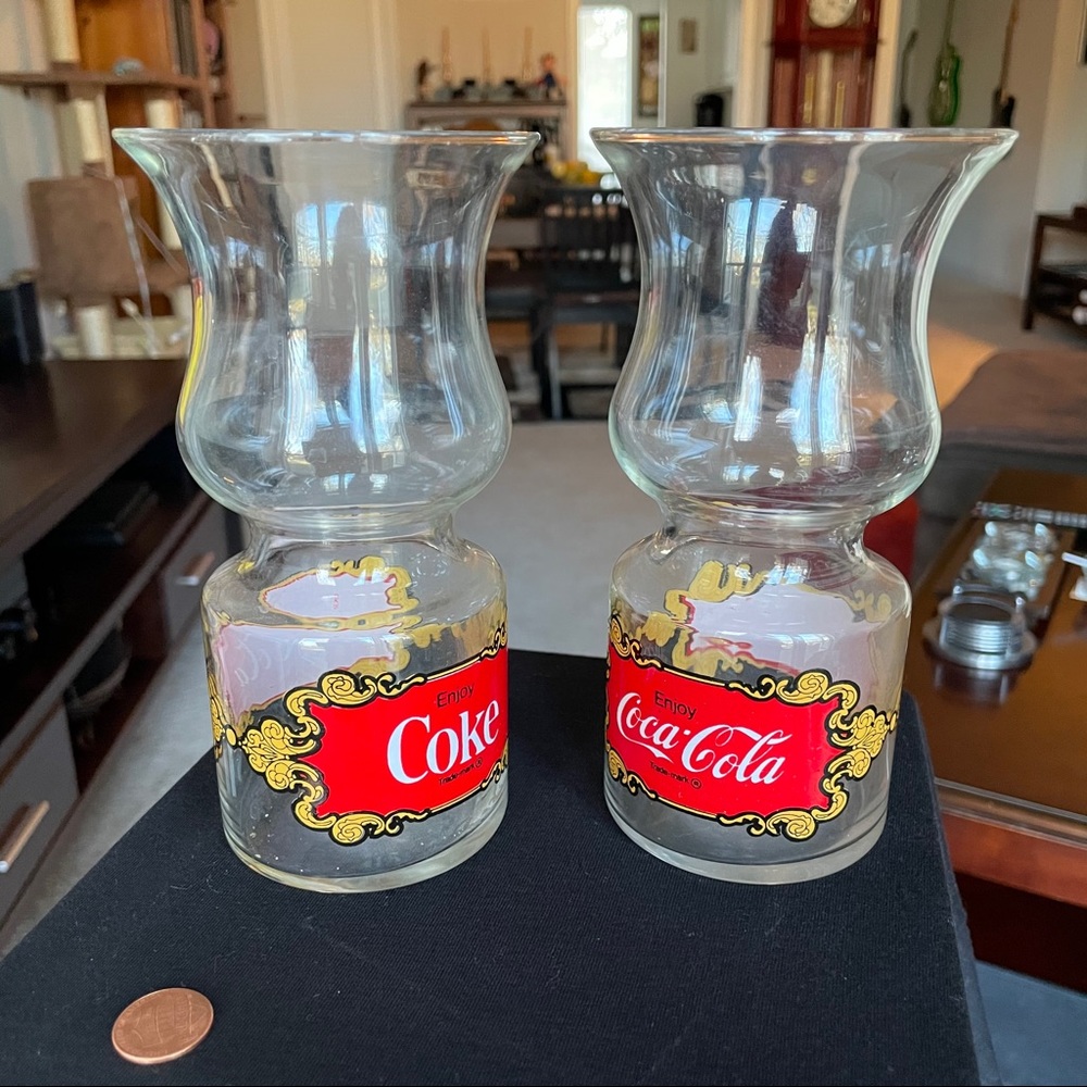 2 Vintage Coca Cola Shaped Glass/Floating Candle